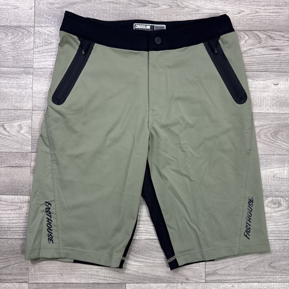 Fasthouse Crossline 2 Velocity Mountain Bike Shorts Green Black sz 30